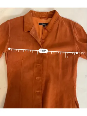 Arden B. Suede Leather Fitted Jacket, Size M, Orange Size M thumbnail 4