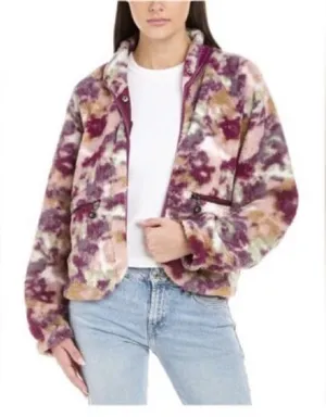 Calme by Johnny Was Purple Floral Printed Fleece‎ Jacket size small thumbnail 1