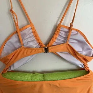 Women's One‎ Piece Orange Swimsuit Open Abdomen Area Size XL thumbnail 10