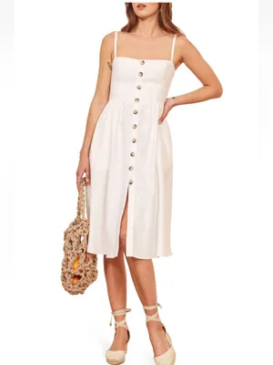 Reformation Tori Linen Dress White size 4 $249 Button Down Sundress thumbnail 6