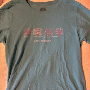 Life is Good T shirt Blue with Pink Trees thumbnail 1