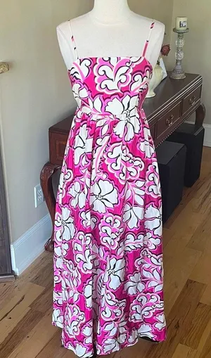 Meet Me in Santorini Magenta Pink Floral Maxi Dress New thumbnail 1