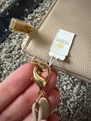 Kendra Scott Pebbled Leather Wristlet in Light Beige with Gold Hardware thumbnail 4