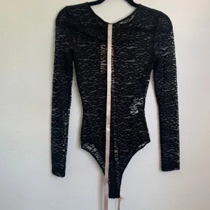 NWT House of CB Carmine‎ Cheetah Print Sheer Bodysuit in Black thumbnail 3