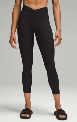 Lululemon‎ V-Waist Yoga Tight 25" Grid Texture Black Leggings Size 6 W5GAAS thumbnail 1