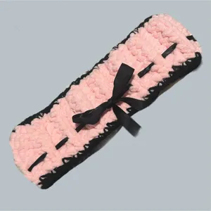 Pink and Black Women's Headband winter earmuffs ear cover handmade crochet thumbnail 1