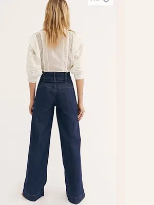 We The Free Free People Big Bell Jeans Indigo Rinse Wash Blue High Waisted Size 31 NWT thumbnail 2