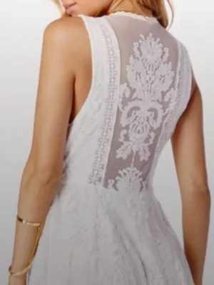Vintage Free People Reign Over Me Lace Skater Mini Dress White size 8 $128 thumbnail 4