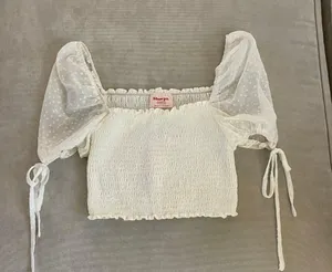 Showpo White Crop Puff Sleeve Top thumbnail 6