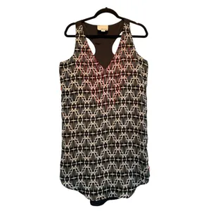Anthropologie Chloe Oliver Embroidered Silk Geometric Shift Dress Medium thumbnail 2