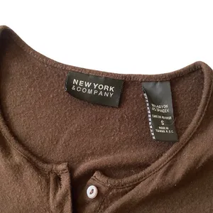 NY & Co Long Sleeve Henley Top Brown thumbnail 4