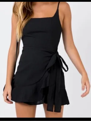 Princess Polly Black Mini Wrap Sundress thumbnail 1