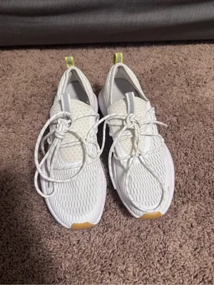 Sorel White Knit Lace-Up Platform Sneakers with Gum Outsole and Yellow Heel Tab thumbnail 3