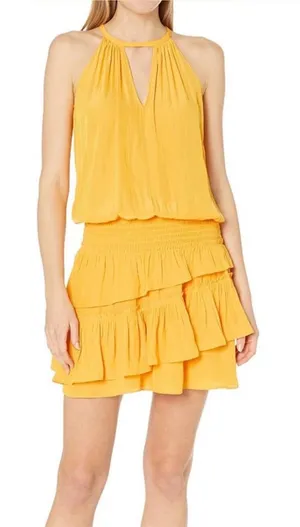 RAMY BROOK Alexandra‎ Dress in Lemon Zest Ruffle Tiered Mini thumbnail 1