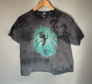 Disney The Little Mermaid Charcoal Cotton Tie Dye T-Shirt size Medium‎ thumbnail 1