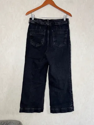 Pilcro Women’s The Skipper Cropped Jeans High Rise Wide Leg in Washed Black 28 thumbnail 5