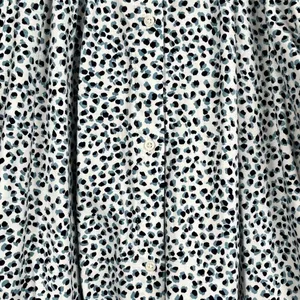 Ann Taylor Black Blue Spotted 3/4 Sleeve Top Large thumbnail 2