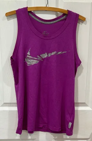 Nike Women's Magenta Tank Top with Metallic Logo thumbnail 1