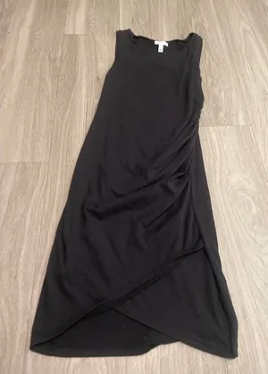 Leith Black Sleeveless Midi Dress with Wrap Front thumbnail 1