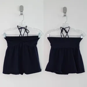 Hollister Navy Blue Y2K Style Tie Front Halter Neck Cropped Tube Top Size S thumbnail 2