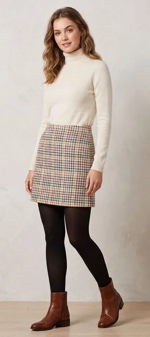 Sadie & Sage size S houndstooth poly wool blend skirt. thumbnail 1