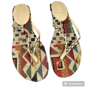 House of Harlow 1960 Boho Woven Tapestry Flip Flop Sandals 7 thumbnail 3