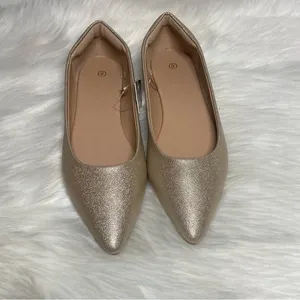 Gold Textured Pointed Toe Flats Women’s Size 8 thumbnail 3