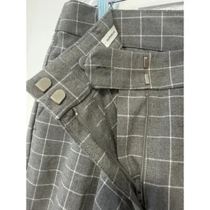 LOFT Grey Windowpane Plaid Straight Leg Trousers Dress Pants Womens Mid Rise 10 thumbnail 16