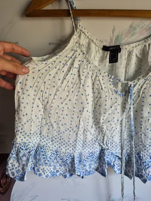 Forever 21 White Flowy Tank Top S thumbnail 4