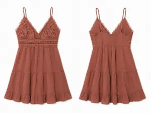 Iris Rust Crochet Lace Mini Dress thumbnail 2