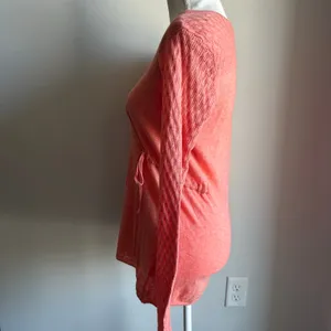 Rosie Neira Anthropologie Wool Blend Peach Longsleeve Ballet Core Wrap Top M thumbnail 5