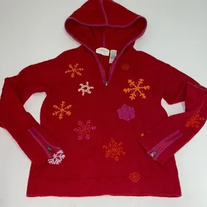 Liz Claiborne Collection‎ Red with Embroidered Snowflakes Wool thumbnail 1