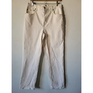 Abercrombie & Fitch The 90’s Straight Ultra High Rise Women's Jeans Sz 32 Cream thumbnail 3