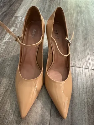 NEW MAEVE The Sibley Mary Jane Patent Leather Wedge Heels In Beige Size 39 thumbnail 4