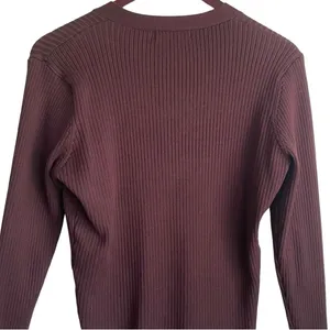 Grace Karin Women Cardigan Sweater L Brown Ribbed Fitted Preppy Academia‎ Office thumbnail 2