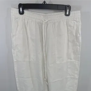 J.Crew Seaside White Linen Blend Pant‎ MED TALL NEW Nautical Beach Vacay thumbnail 2