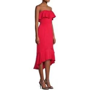Shoshanna Dress 0 Essie Ruffle Midi Flounce Pink thumbnail 3