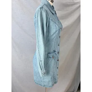 Vintage Guess Jeans USA Y2K Denim‎ Mini Dress Distressed Shacket 7 AS IS thumbnail 10
