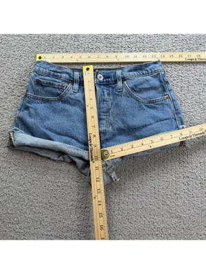 Levis 501 Womens Denim Cut Off Jean Shorts 28W Light Wash Raw Hem High Rise Fest thumbnail 3
