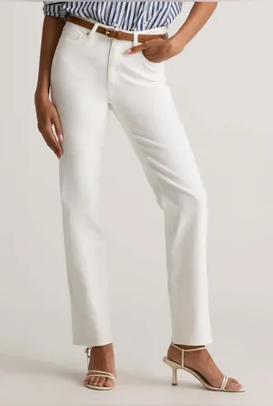 Quince Bella stretch straight jeans in cloud white thumbnail 1