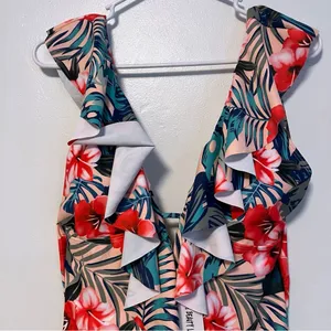 SPORLIKE • NWT Women One Piece Swimsuit V-Neck Ruffle Bathing Suit Padded thumbnail 2