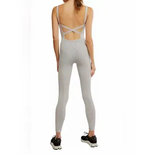 Free People Movement‎ Good Karma Onesie Vintage Ice Gray XS/S Seamless thumbnail 3