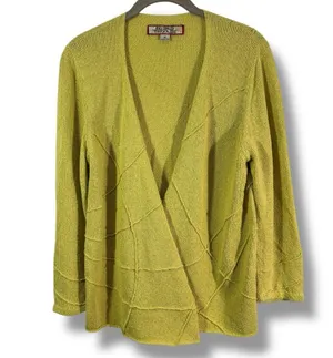 Beyond Threads Green Knit Open Front Sweater Size M thumbnail 6