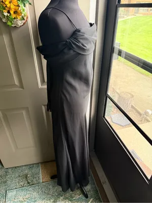 Y2K Betsy & Adam black draped maxi formal prom evening dress, size 8 thumbnail 3
