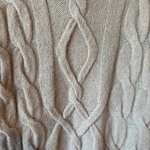 VTG Women Wool Mohair Cable Knit Turtleneck Sweater M Taupe Handknit Chunky thumbnail 5