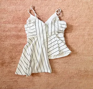 Endless Rose White Black Striped Asymmetrical Bow Cami Top Size S thumbnail 6