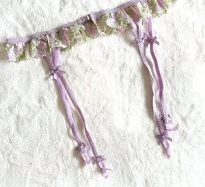 NWOT For Love & Lemons Lilac Rose Lace Hook Garter Belt - Large thumbnail 6