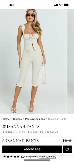 New Showpo Susannah Top Square Neck Bustier Top & Pants Pinstripe Fitted Capri Pants thumbnail 4