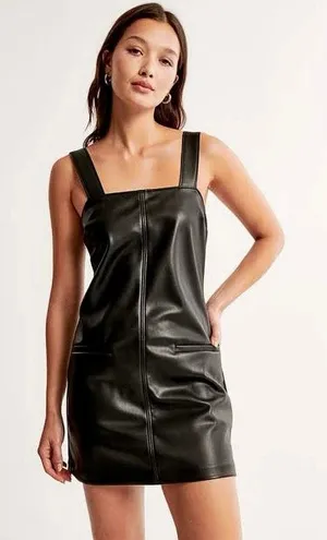 Abercrombie & Fitch Womens Black Faux Leather Sleeveless Shift Mini Dress Size M thumbnail 1