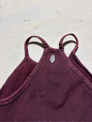 Free people FP movement Maroon Ribbed Cropped Tank Top XS/s thumbnail 4